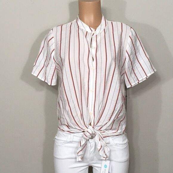Vince Camuto stripe shirt sleeve top. NWT - Picture 1 of 8